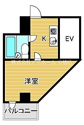 サンプラザ京橋 4階ワンルームの間取り
