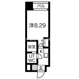 サンヴィラ都島北通 8階1Kの間取り