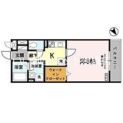 モンテリブロあさひ 1階1Kの間取り