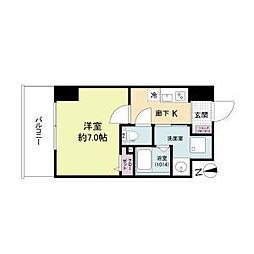 ブランシエスタ都島通 12階1Kの間取り