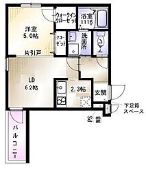 サクパレス諸福 2階1LDKの間取り