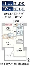 JR福知山線 猪名寺駅 徒歩9分の賃貸マンション 4階2LDKの間取り