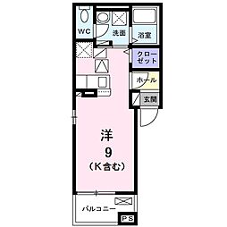 メゾン　ラシュレ 1階ワンルームの間取り