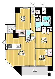 ソルティア東梅田 14階3LDKの間取り
