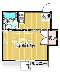 メゾン関目 2階1Kの間取り