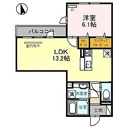 キャトル セゾン 2階1LDKの間取り