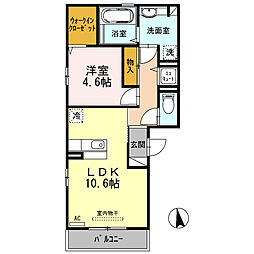 ルーチェ新森I 2階1LDKの間取り