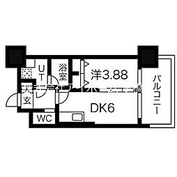 プレジオ関目 14階1DKの間取り