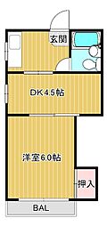 リリアン都島 4階1DKの間取り