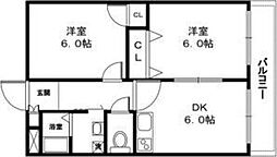 泰平第1ビル 5階2DKの間取り