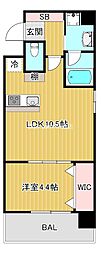 アプリーレ大阪城北 1LDKの間取図画像