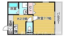 ノースキャッスル 1Kの間取図画像