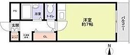 メルベーユ 1Kの間取図画像