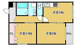 ナカノハイツパート5 2DKの間取図画像