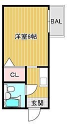 リアライズ天満橋 1Kの間取図画像