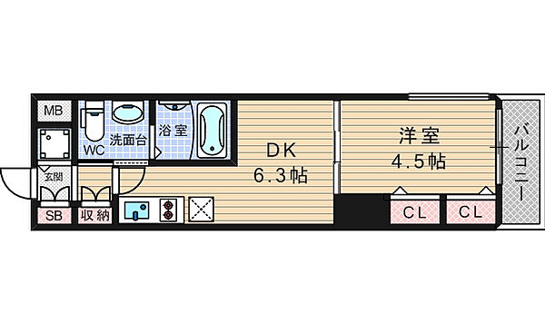 TLRレジデンス本町WEST ｜大阪府大阪市西区立売堀4丁目(賃貸マンション1DK・2階・28.29㎡)の写真 その2