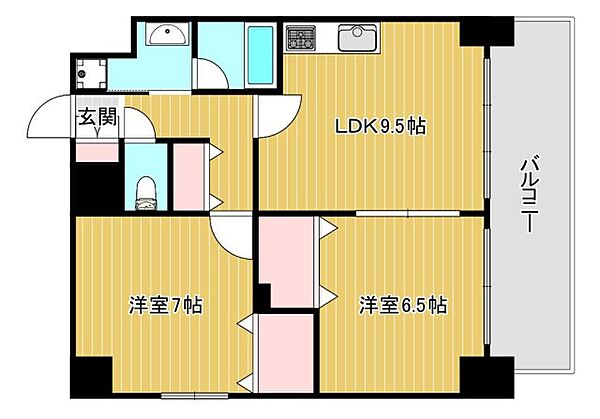 イグレック南本町 ｜大阪府大阪市中央区博労町1丁目(賃貸マンション2LDK・14階・53.12㎡)の写真 その2