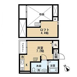 サンクマーレ稲毛 1階ワンルームの間取り