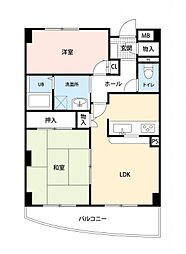 オーズコート 5階2LDKの間取り