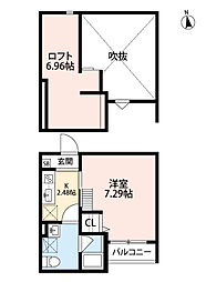 アコード丹波橋 2階1Kの間取り