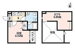 カーサ下新庄 1Kの間取図画像