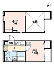 エクル巽北 1Kの間取図画像