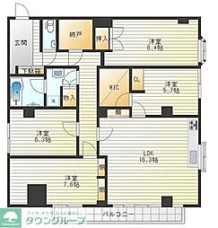 東急目黒線 元住吉駅 徒歩7分の賃貸マンション 2階4LDKの間取り