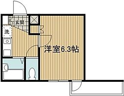 JR南武線 矢向駅 徒歩2分の賃貸マンション 2階1Kの間取り