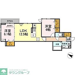 Villa Glycine 1階2LDKの間取り