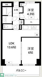 鶴見ワンダーランド 2階2LDKの間取り