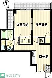 大師レジデンス 5階2DKの間取り