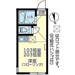 ユナイト神明ルイ・ジョセフ 1階ワンルームの間取り