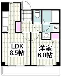 新川崎ロイヤルパレス 1LDKの間取図画像