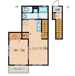 モア・フロント 1LDKの間取図画像