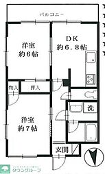 コーポエクスラーサ 2DKの間取図画像