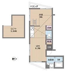 シャトレ新川崎 1LDKの間取図画像