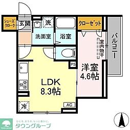 川崎市川崎区観音2丁目アパート 1LDKの間取図画像