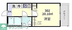 ランドコート 1Kの間取図画像