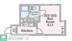Reberty元住吉 1Kの間取図画像