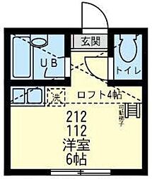 ユナイト仲通マリアージュの杜 ワンルームの間取図画像