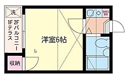 レオパレス鶴見第7 1Kの間取図画像