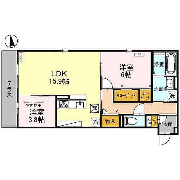 モンテゾーロ西田辺 ｜大阪府大阪市阿倍野区西田辺町2丁目(賃貸アパート2LDK・1階・63.27㎡)の写真 その2