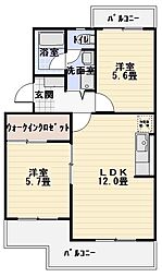 エタニティー2 2LDKの間取図画像