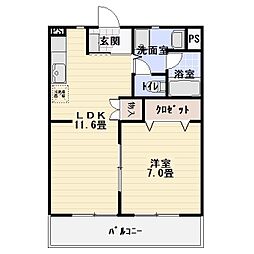 プロスペール 1LDKの間取図画像