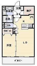 メテオール 1SLDKの間取図画像