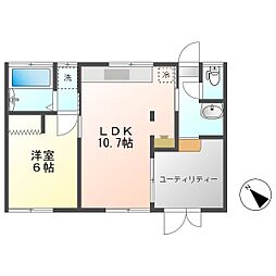 サンテラスコーポ 1階1LDKの間取り