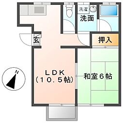 ターナーハイツA 1LDKの間取図画像