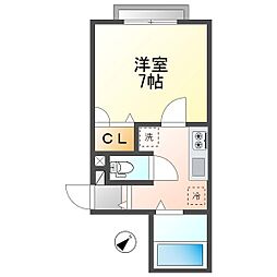 メゾンラポート 2階1Kの間取り