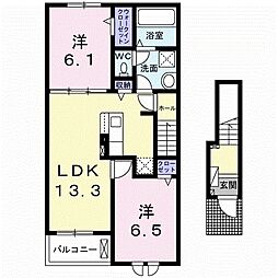 ドリームコート御代田B 2LDKの間取図画像