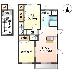 エスポワールC 2LDKの間取図画像